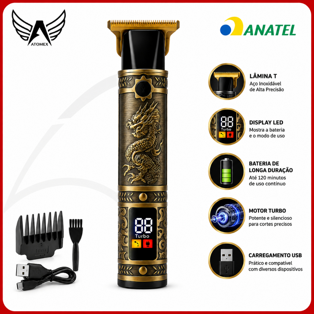 Cortador De Cabelo Aparador De Pelos Barba Bigode Altomex Recarregável Sem Fio