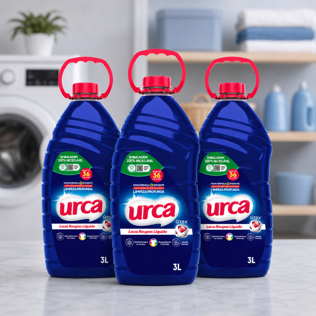 Kit 3 Lava Roupas Liquido Urca Azul - 3l