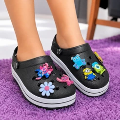 Babuche Feminino Infantil Papete Adulto Menina com Bottons Grátis Sandália Leve Menino