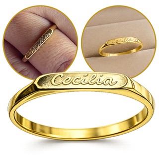 Anel Chapinha Personalizado Unisex em Moeda Antiga Cor Ouro Delicado