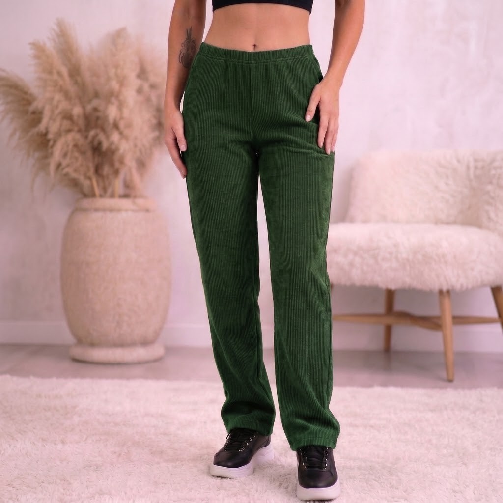 Calça Reta Wide Leg Veludo Premium Quentinha Inverno Dia a Dia