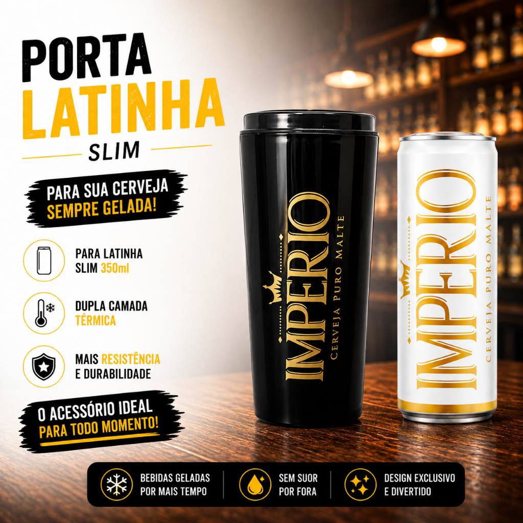 Porta Lata 350ml Sleek Térmico Suporte Cerveja Império Personalizados