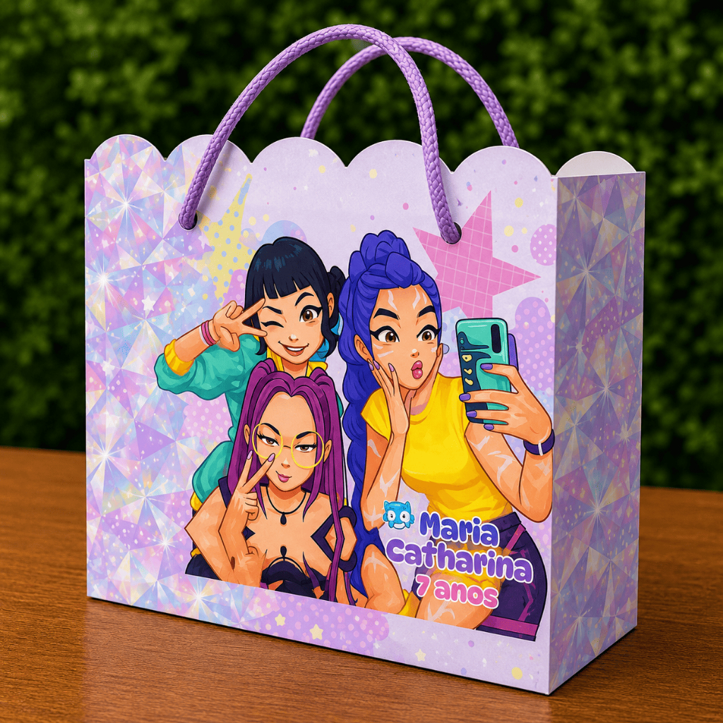 Sacolinha Surpresa Personalizada Guerreiras do K-Pop | Lembrancinha de Aniversário Infantil