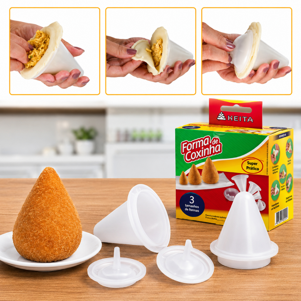 Kit 3 Formas Para Coxinha Silicone Pequena Média Grande Modelador Molde de Salgados — imagem 2 de 2