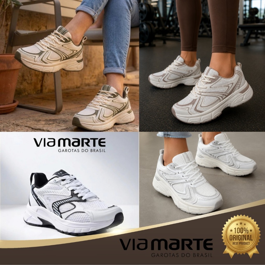 Tênis Via Marte Feminino Casual Confortável Estiloso Esportivo Para Dia a Dia Urbano Original