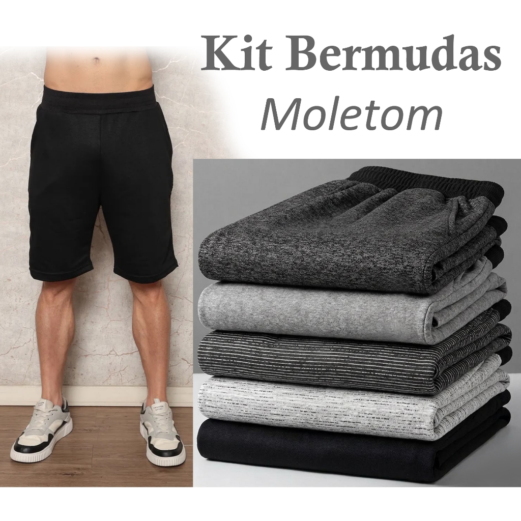 Imagem 4 Bermudas de Moletom Masculinas  Confortável 5 Cores Sortidas