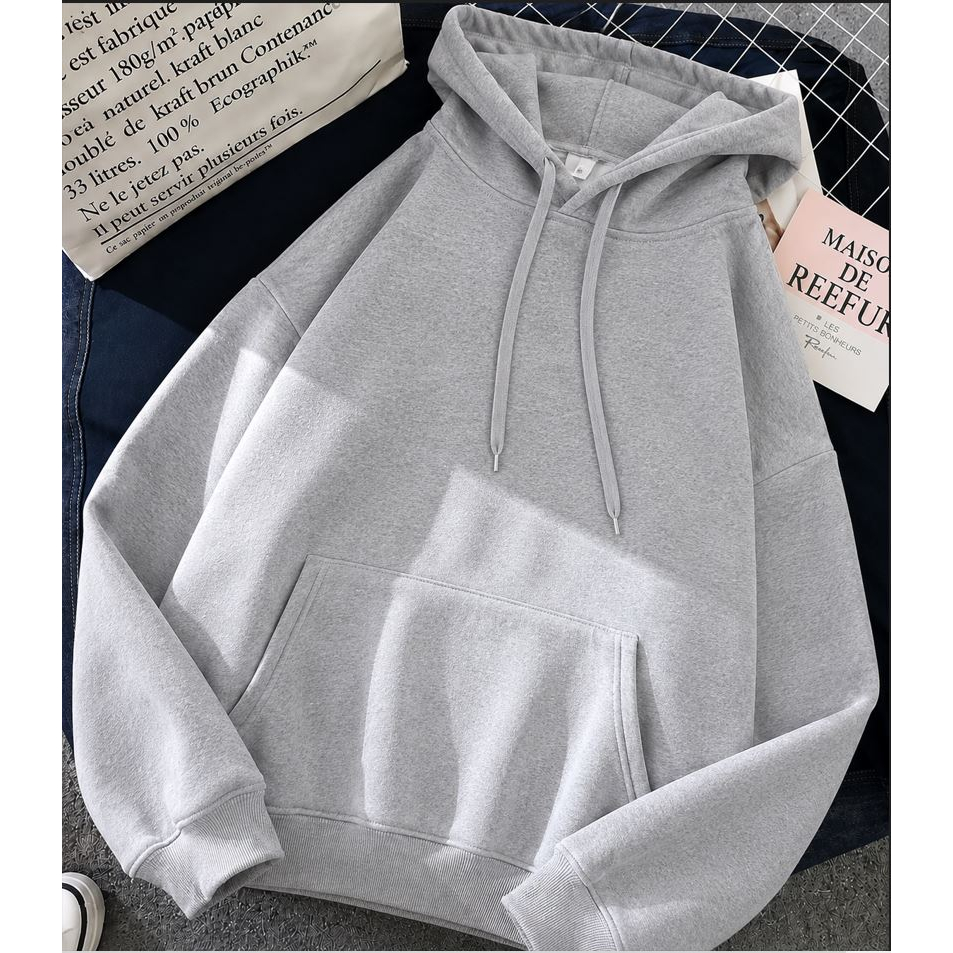 Moletom Feminino Blusa de Frio Masculino Moleton Liso Capuz e Bolso Casaco