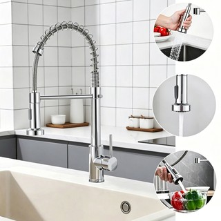 Torneira de cozinha flexível de bancada com monocomando e temperatura da água ajustável.