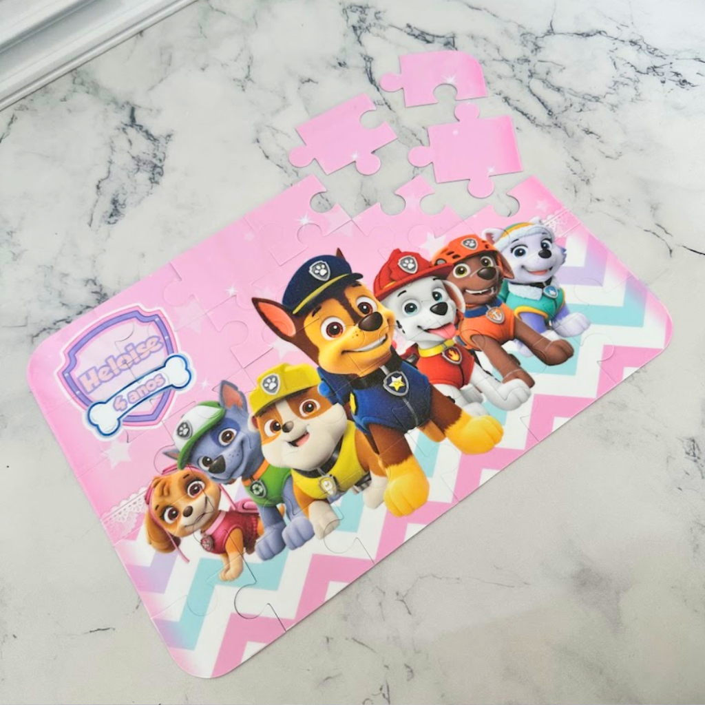 Quebra Cabeça Personalizado Patrulha Canina Rosa Patrulha Canina Menina Lembrancinha de Aniversário