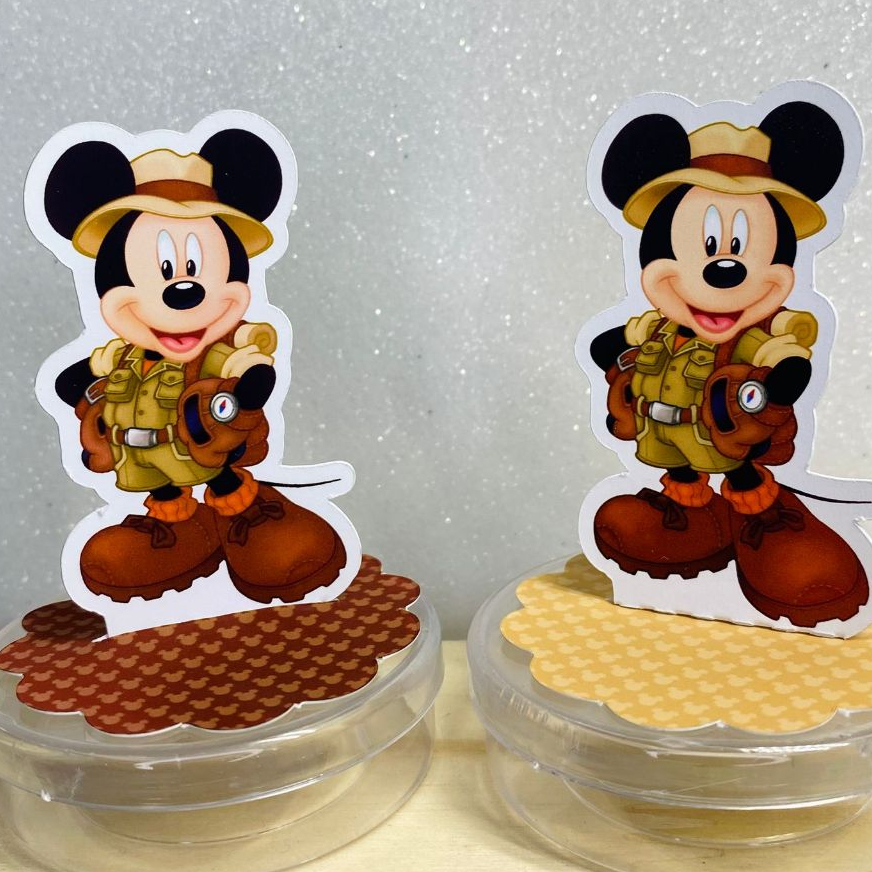 Aplique 3D Lembrancinha Festa Caixinha Acrílica 5x5 Latinha Enfeite Decoração Aniversário  Mickey Minnie Safari
