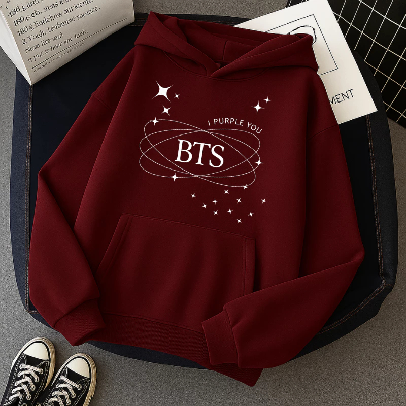 Moletom Canguru Unissex Blusa De Frio Estampa BTS 2026 World Tour Kpop Army Bolso Capuz Inverno Quentinho Peluciado