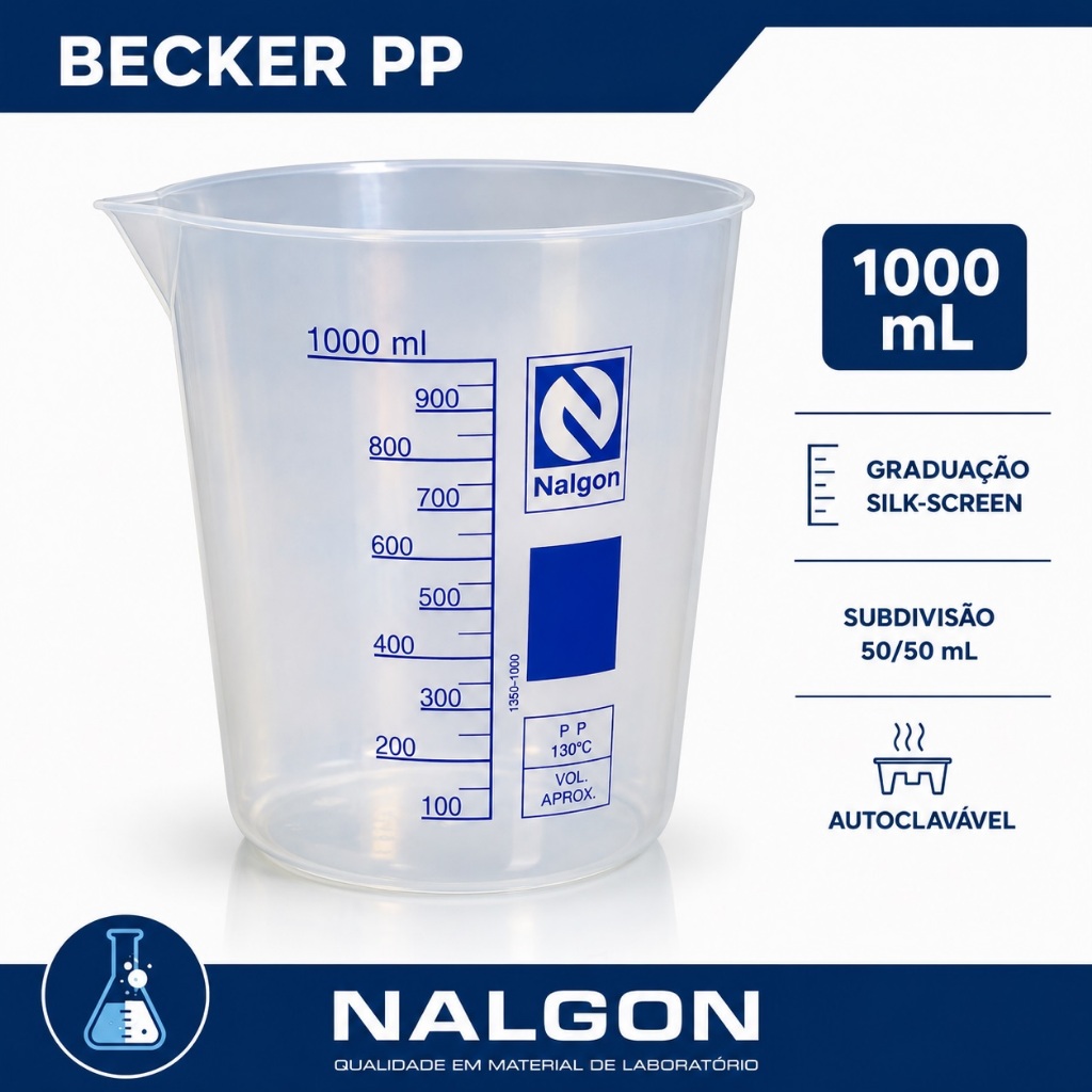 Becker Em Polipropileno Pp Graduado 1000 Ml Nalgon copo de becker copo de bequer
