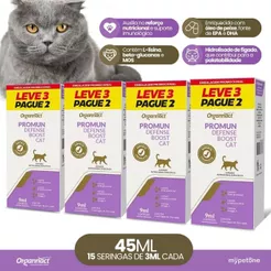 Kit 12 Promun Defense Boost Cat Organnact 3ml Suplemento Nutricional - Combo Leve 3 Pague 2