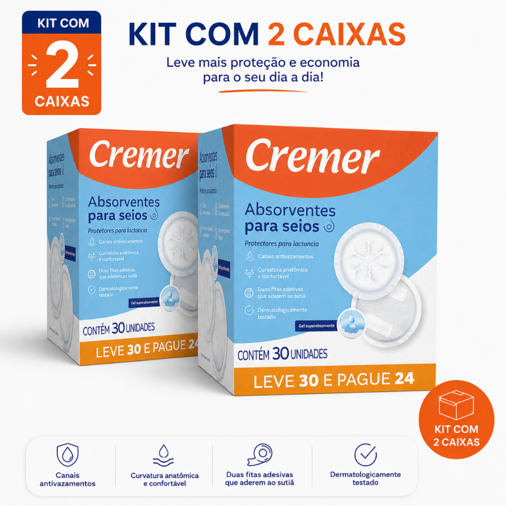 Kit 60 und de Absorvente Descartavéis Para Seios Toque Suave Cremer