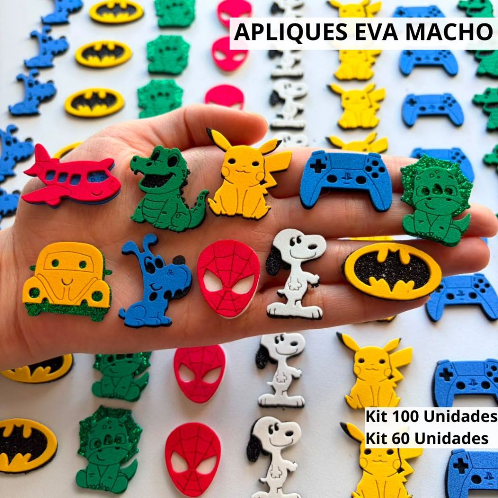 100 Apliques EVA Macho para Laços Pet, Gravatas e artesanatos | Corte a Laser | Tema Menino