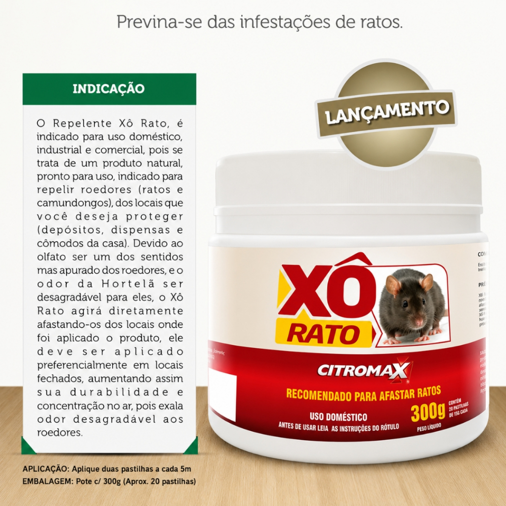 Xô Rato Citromax 300g Repelente Natural Pastilhas Afasta Ratos e Camundongos — imagem 2 de 2