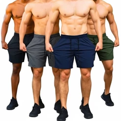 Kit 4 Shorts Praia Masculino Bermuda Elastano Tactel Academia Corrida Dryfit