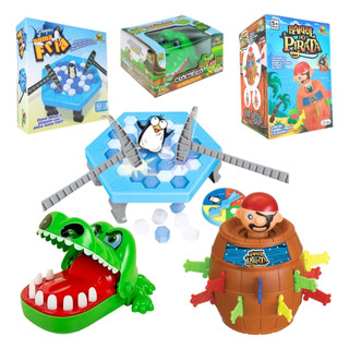 Kit Jogos Infantis Crocodilo morde  Pula Pirata  Pinguim Quebra Gelo Jogos de Mesa Diversão