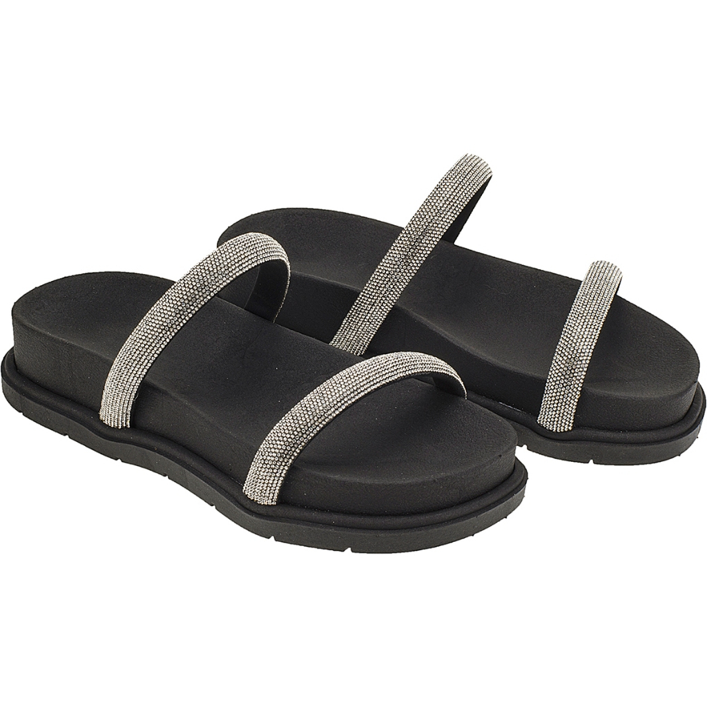 Papete Flat Strass Sandália Feminina  Confortável Moderna Elegante moda H&C Shoes Bethina