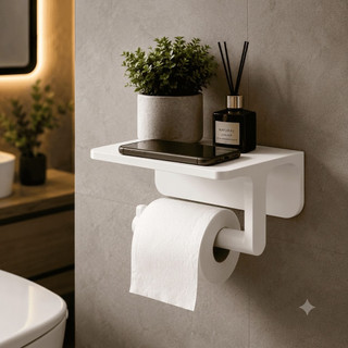 Suporte Porta Papel Higiênico Com Adesivo Prateleira Parede Objetos Celular Lenço Umideci…