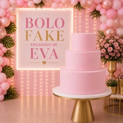 Bolo Fake Rosa bb de Isopor Revestido com EVA 3 Andares Sem emenda