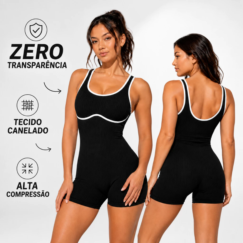 Macaquinho Academia Feminino Fitness Wellness Shortinho Sem Transparencia Poliamida