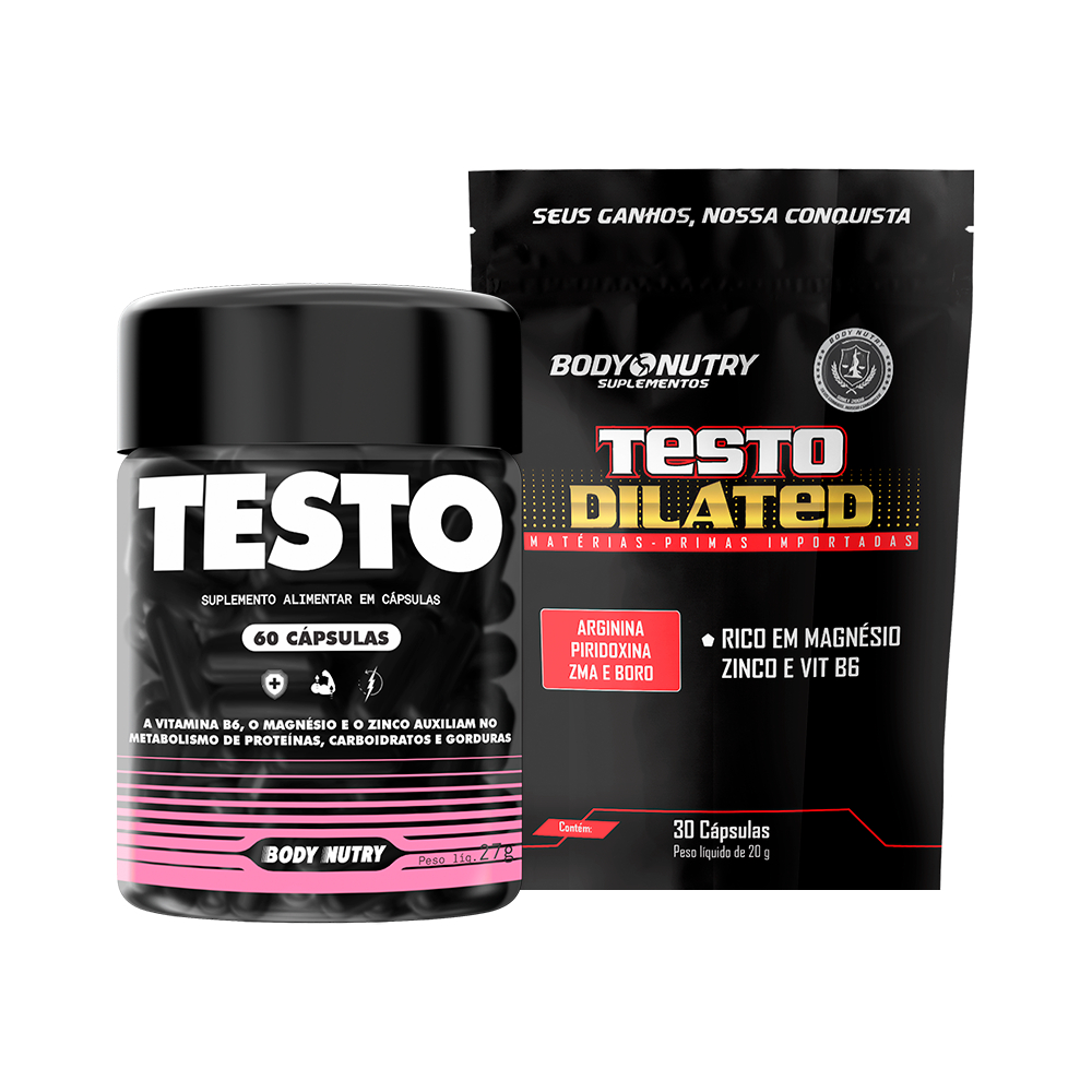 Kit Testo Feminy (Zinco, Magnésio, Vitamina B6 - ZMA) + Testo Dilated ARGININA, 30 cáps - Body Nutry