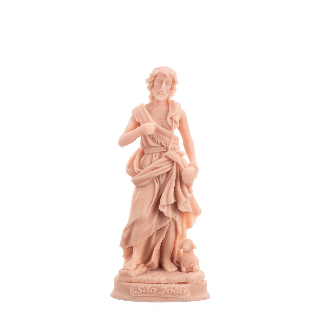 Imagem São João Rosa 14 cm em Resina Católica Para Altar Oratório Capela Decoração Religiosa e Presente
