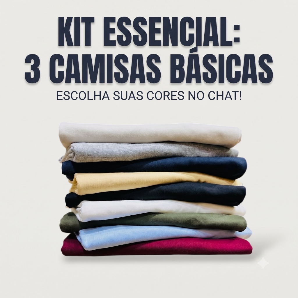 Kit 03 Camisetas Masculina Atacado Lisa Premium 100% Algodão