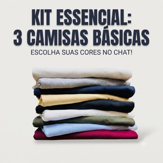 Kit 03 Camisetas Masculina Atacado Lisa Premium 100% Algodão