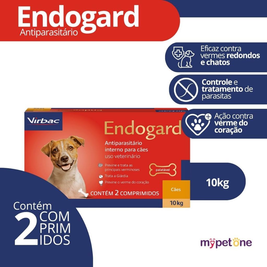 Endogard para Cães até 10 Kg Virbac - 2 Comprimidos