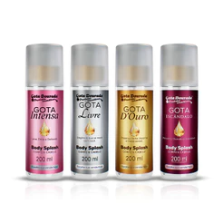 Kit Body Splash Feminino Gota Dourada 200ml - Livre, Intensa, D'ouro e Escândalo
