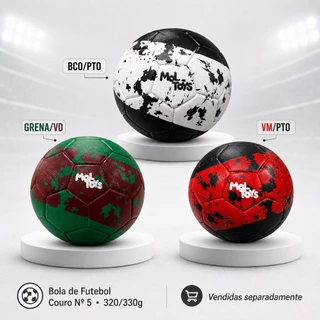 Bola de Futebol Couro No 5 320/330g Infantil Juvenil Campo BCO/PTO VM/PTO Grena/VD