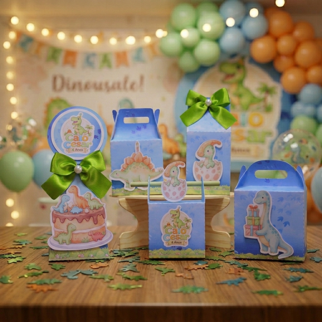 Caixinhas personalizadas com nome para festa infantil - kit aniversário lembrançinha dinossauro fofinho festa dinossauro