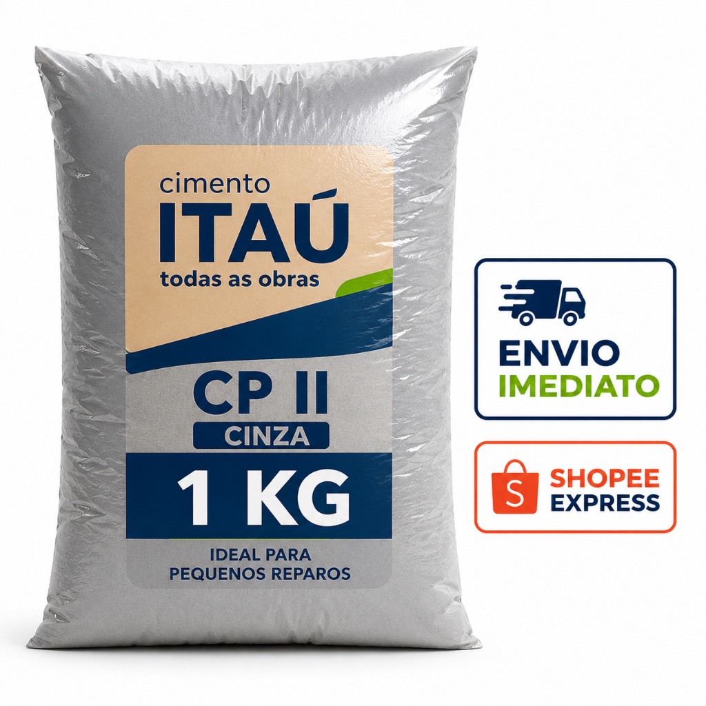 Cimento Itaú CP II Cinza 1kg, 2kg, 5kg para Pequenos Reparos, Construção e Reformas | Alta Resistência