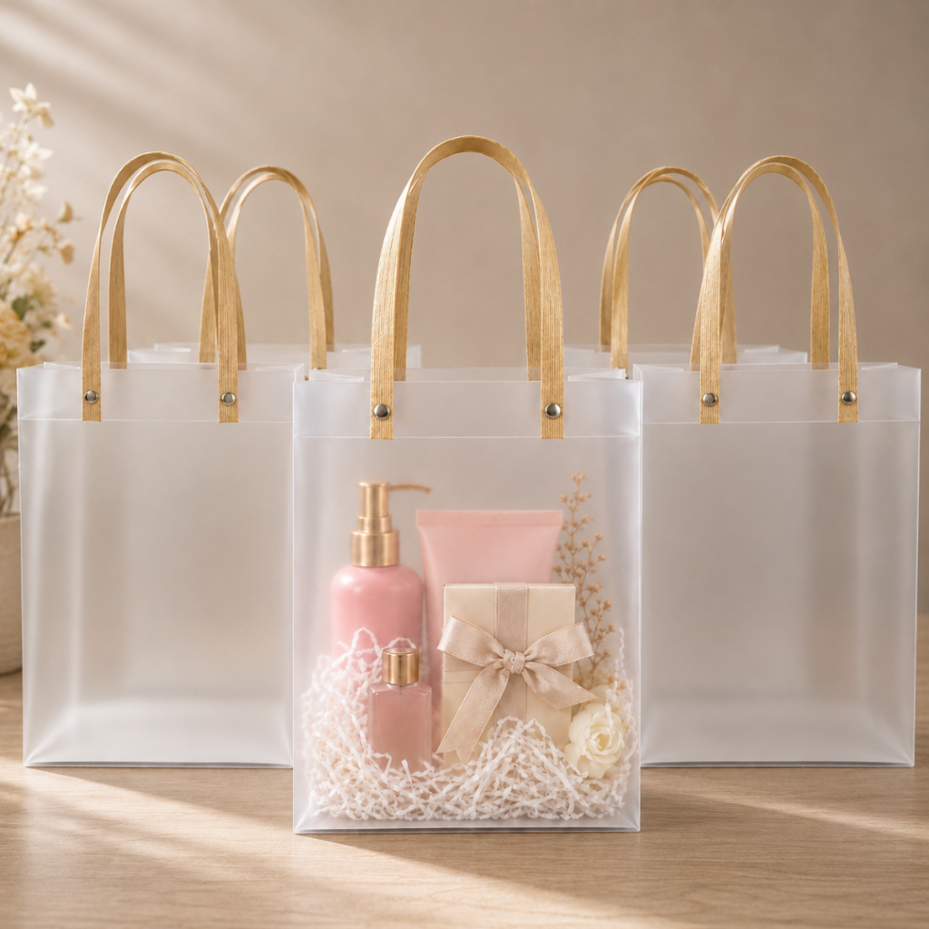 Kit 5/10/15 Sacolas Grande Transparente 25x20x8cm Sacola PVC Presente Lembrancinha Fosca