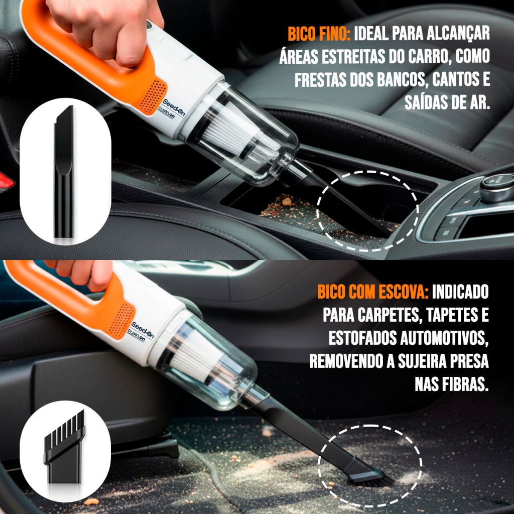 Aspirador Portátil Car Potente 180W Com Reservatório 550ml Bicos Extras Cabo 4,0 metros 12v Carro Caminhão Caminhonete · foto 2