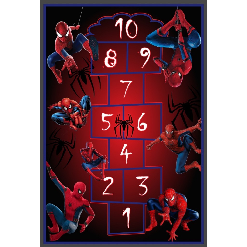Tapete Infantil Homem-Aranha 150x100 | Amarelinha em Lona Resistente para Brincar e Decorar