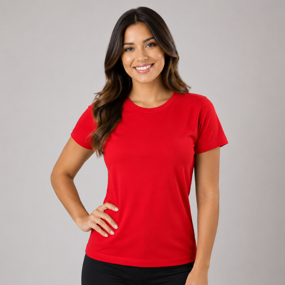 Camiseta Feminina Baby Look 100% Algodão - Vermelho - Ótimo caimento - Natal