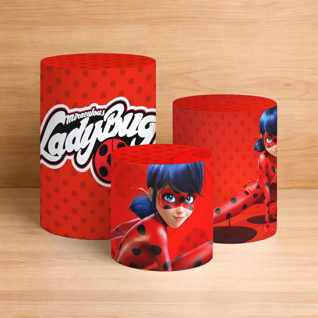 Mini Painel E Kit Cilindros Decoração Tema Lady Bug REF 390