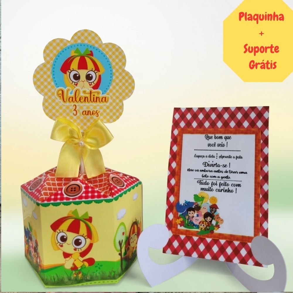 Centro de Mesa Sítio do Picapau Amarelo Emília+ Plaquinha Cachepô Personalizado/Lembrancinha/Festa/Aniversário/Enfeite