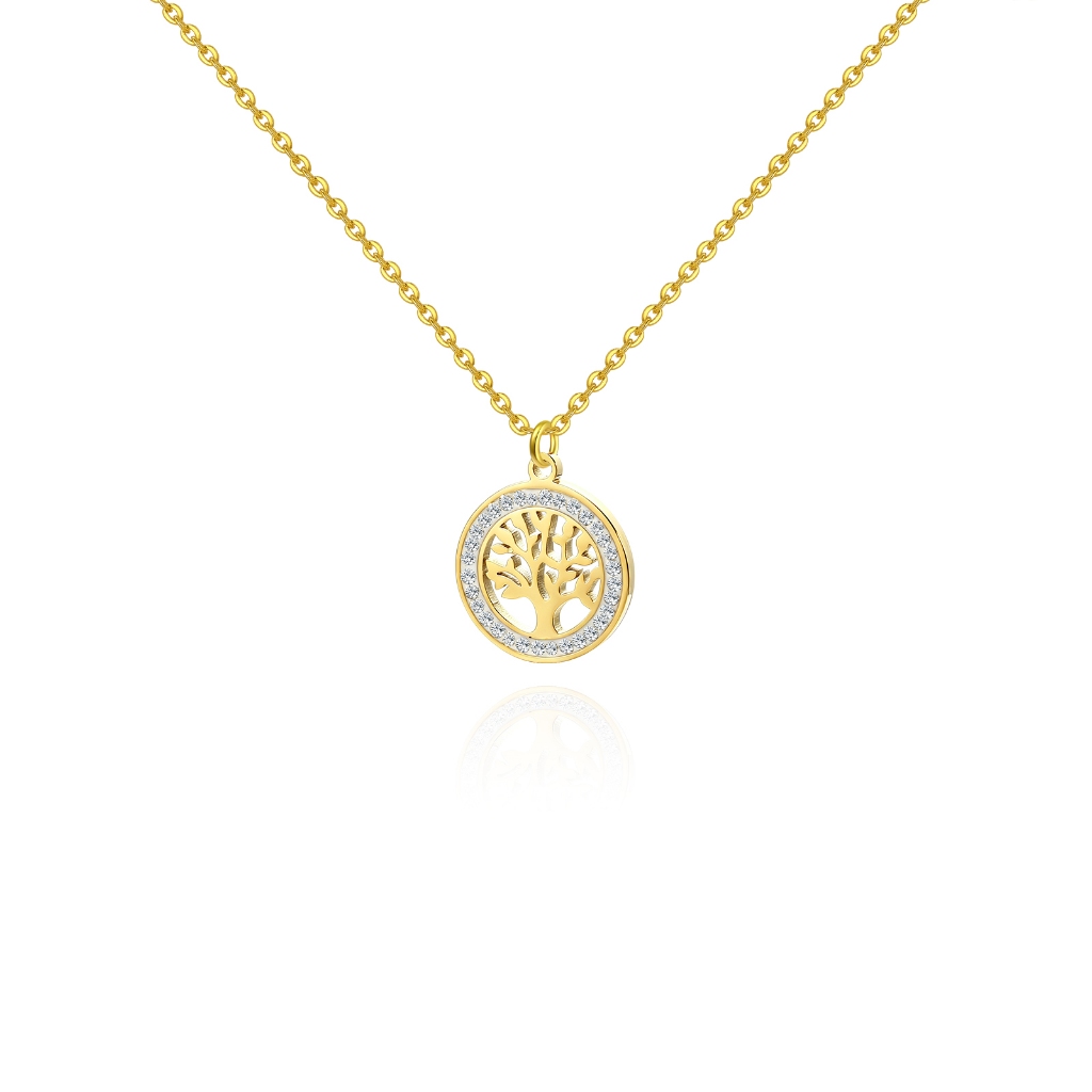 Colar Feminino Arvore da Vida em Zircônias Banhada a Ouro 18K e Prata Banhado - France Semijóias Colar Feminino Ouro