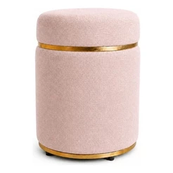 Puff Superior Elegance Duas Cintas Dourada EmTecido De Linho - Let Móveis