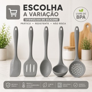 Utensílios de Silicone para Cozinha Colher Espátula Concha Pegador Jogo Talheres Escolha …