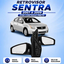 Retrovisor Sentra ANO 2007 2008 2009 Com Controle Preto