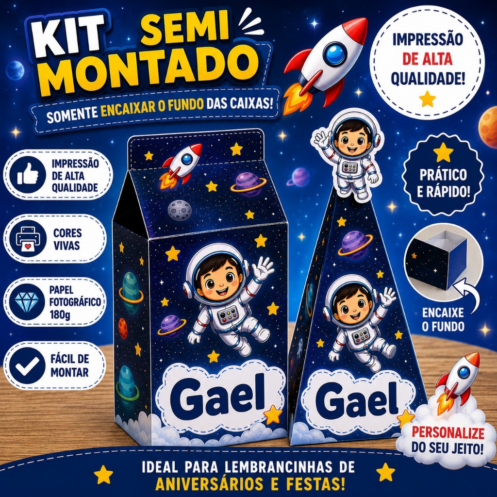 Kit de Caixas Astronauta Personalizada  /Lembrancinha de Festa /Aniversário