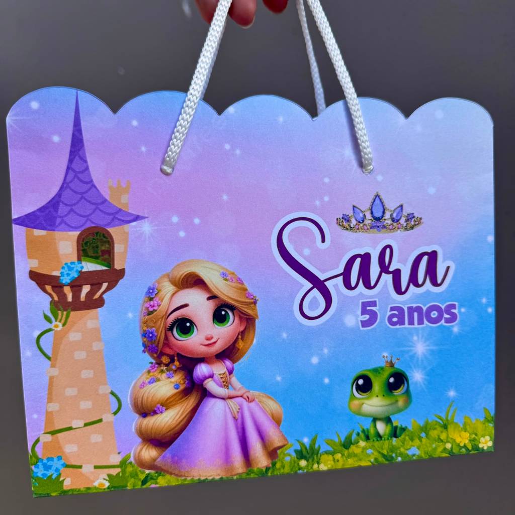 Sacolinha Personalizada Princesas Rapunzel Enrolados | Lembrancinha | Mimo | Aniversário | Surpresa | Pegue e Monte