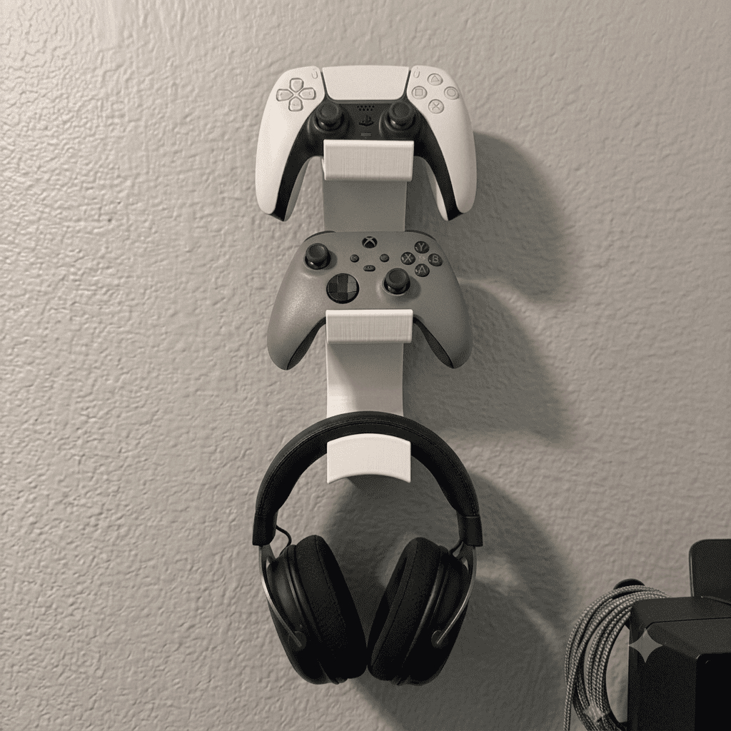 Detalhes do Suporte Controle Gamer Parede Para 2 Controles E Headset Fone