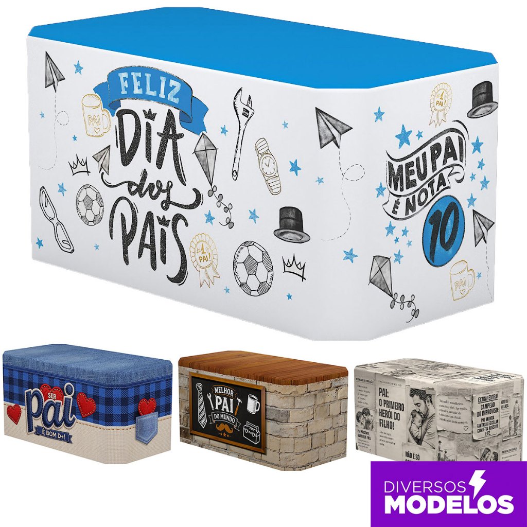 Capa de Mesa Dia dos Pais Decorativa Sublimada Em Tecido Veste Fácil