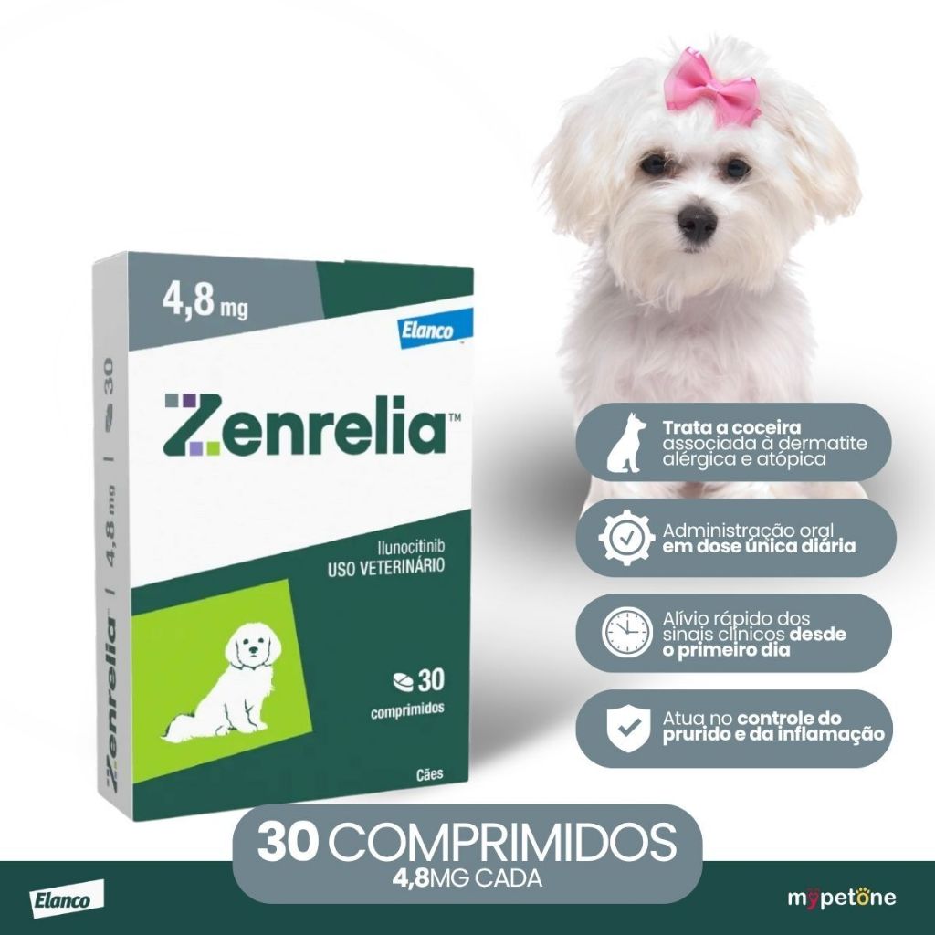 Zenrelia 4,8mg Dermatológico Elanco para Cães - 30 Comprimidos